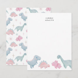 Rosa dinosaurier barn notkort anteckningskort