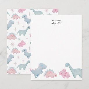 Rosa dinosaurier barn notkort anteckningskort