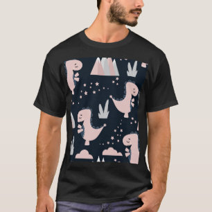 Rosa dinosaurier, mörk bakgrund, söt t shirt