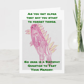 Rosa Dinosaurs Birthday Quiz Kort