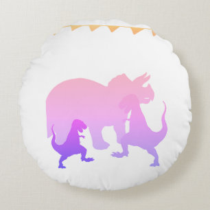 Rosa Dinosaurs-kukå Rund Kudde