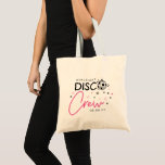 Rosa Disco Boll Bachelorette Disco Crew Tygkasse<br><div class="desc">Disco brudens sida hade en påse med disco boll för O omgiven av rosa och svart stjärnor. Discobesättningen i säcken vid brudens sida med en glam-typografi i svart och rosa med bridens namn och datum.</div>
