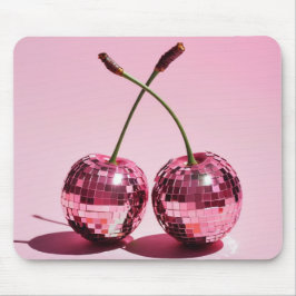 Rosa Disco Boll Cherries Rosa Red Girly Mouse Pad Musmatta