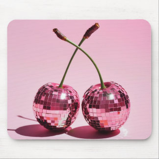 Rosa Disco Boll Cherries Rosa Red Girly Mouse Pad Musmatta