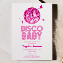 Rosa Disco Boll Disco Baby Shower Inbjudningar