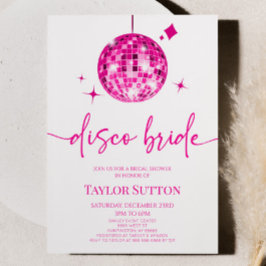 Rosa Disco Boll Disco Bride Möhippa Inbjudningar