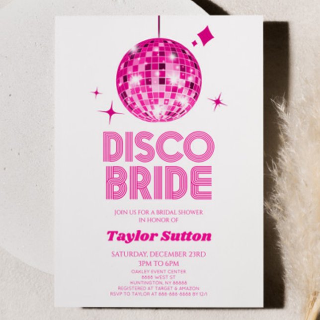 Rosa Disco Boll Disco Bride Möhippa Inbjudningar (Skapare uppladdad)