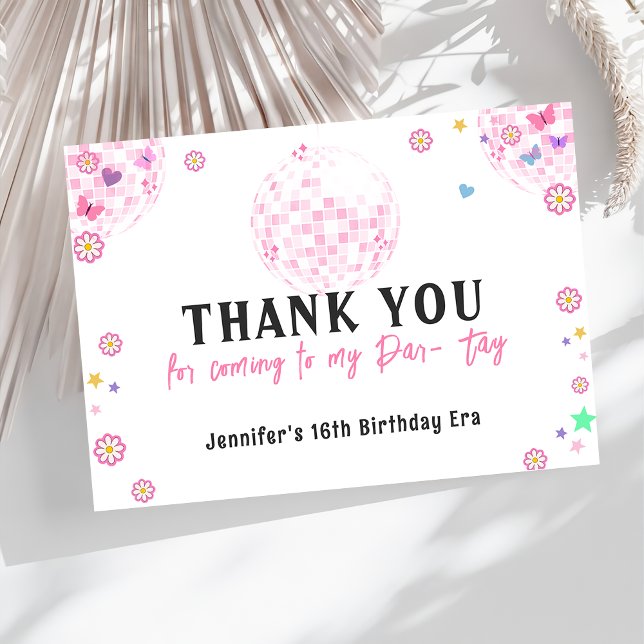 Rosa Disco Boll Eras Birthday Tack för ditt kort (Skapare uppladdad)