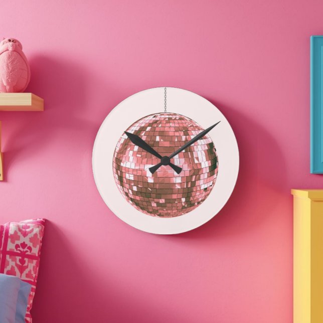 Rosa Disco Boll, Girly Aesthetic, Glam 1970-talet  Rund Klocka (Skapare uppladdad)