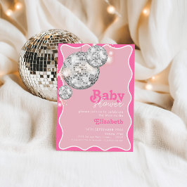 Rosa Disco Boll Gnistra Baby Shower Party Design Inbjudningar