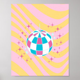 Rosa Disco Boll, Party Art, Preppy, Preppy Stil Poster