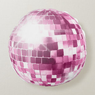 Rosa Disco Boll Round Pillow Rund Kudde