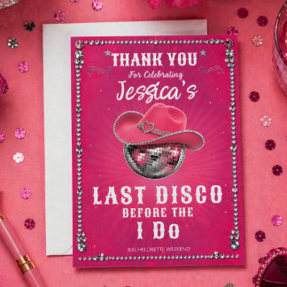 Rosa Disco Boll Sjungmöfest Tack Kort