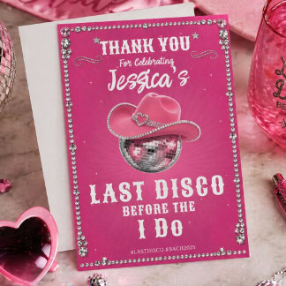Rosa Disco Boll Sjungmöfest Tack Kort