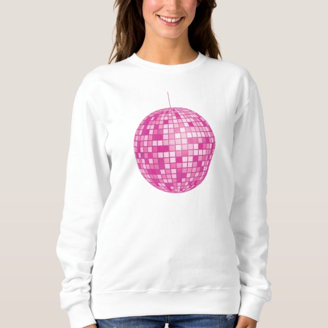 Rosa Disco Boll, Spegel Boll, Retro, 70, 80, T Shirt (Framsida)