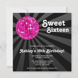 Rosa Disco Boll Sweet 16 födelsedagsinbjudningar Inbjudningar