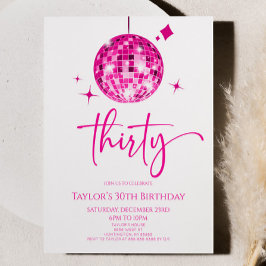 Rosa Disco Boll Tretty 30års födelsedag Party Inbjudningar