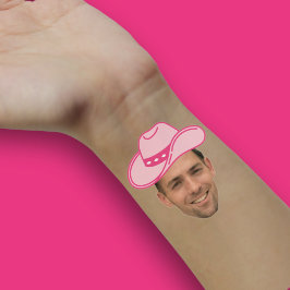 Rosa Disco Cowgirl Anpassade Groom Ansikte Hand Klistermärken