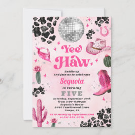 Rosa Disco Cowgirl Birthday-inbjudan Inbjudningar
