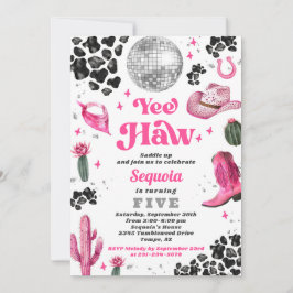 Rosa Disco Cowgirl Birthday-inbjudan Inbjudningar
