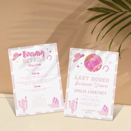 Rosa Disco Cowgirl Last Rodeo Bachelorette Helg Inbjudningar