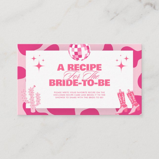 Rosa Disco Cowgirl Möhippa  A Recept Tilläggskort (Framsida)