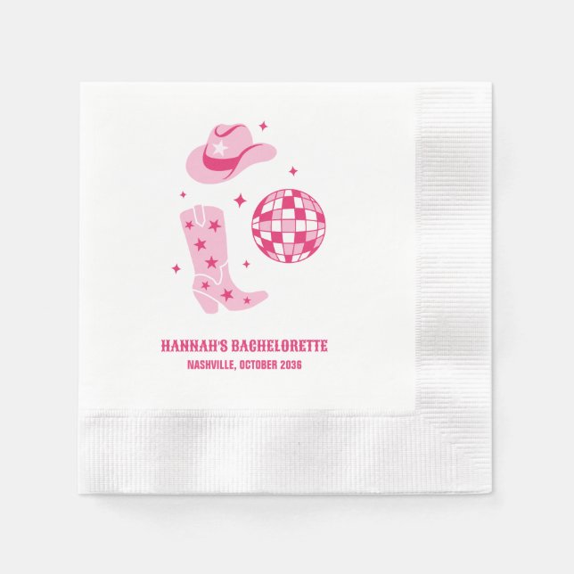 Rosa disco-cowgirl möhippa papper servett (Framsidan)