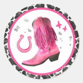 Rosa Disco Cowgirl Stickers Runt Klistermärke