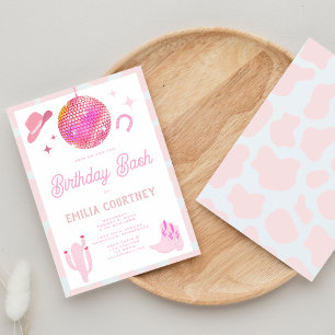 Rosa Disco Cowgirl Western Rodeo Birthday Bash Inbjudningar