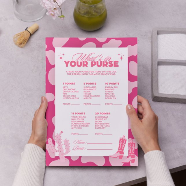 Rosa Disco Cowgirl What's in your Purse Game Cards (Skapare uppladdad)
