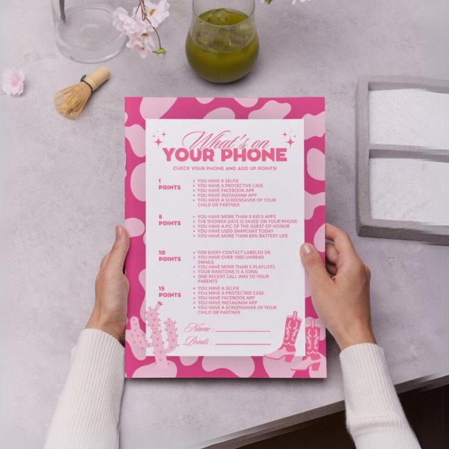 Rosa Disco Cowgirl What's on your Mobil Game (Skapare uppladdad)