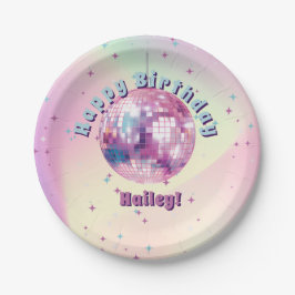Rosa Disco Födelsedagsfest Plate