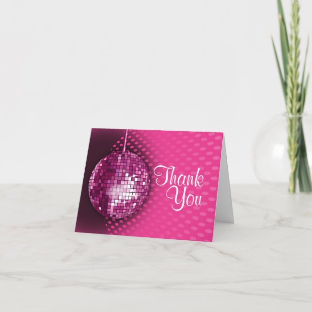 Rosa Disco Födelsedagsfest Tack (Framsida)