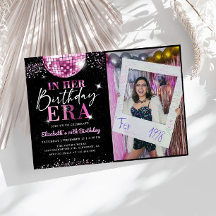 Rosa Disco i mitt födelsedagsfoto Inbjudningar