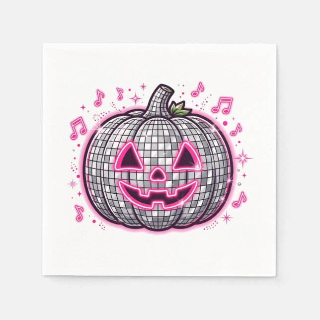 Rosa Disco Pumpa Halloweenfest Tallrik Pappersservett (Framsidan)