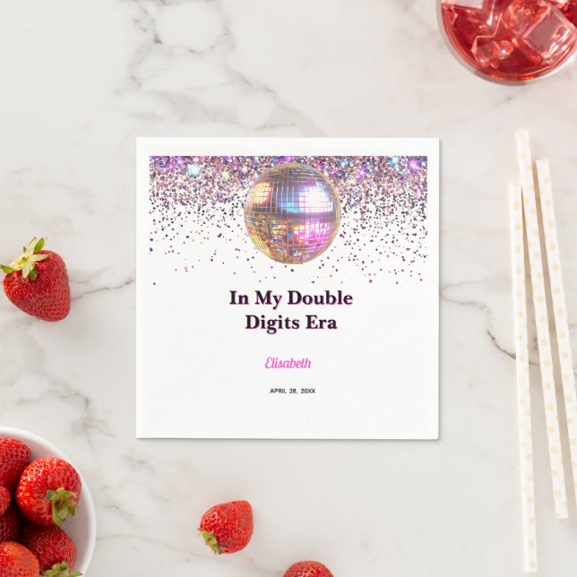 Rosa Disco Trendig I Min Dubbla Siffrors Era Födel Pappersservett (Insitu)