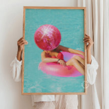 Rosa Disco Wall Poster - Girly Dorm Decor