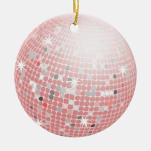 rosa diskobollprydnad julgransprydnad keramik