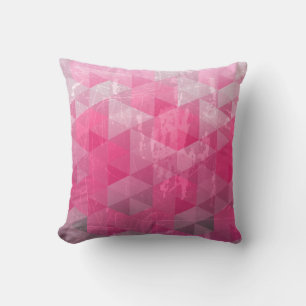 Rosa Distress Grunge Geometric Mönster Kudde