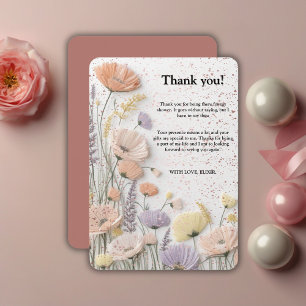 Rosa Distress Pressade Wildblomsterbabyskor Tack Kort