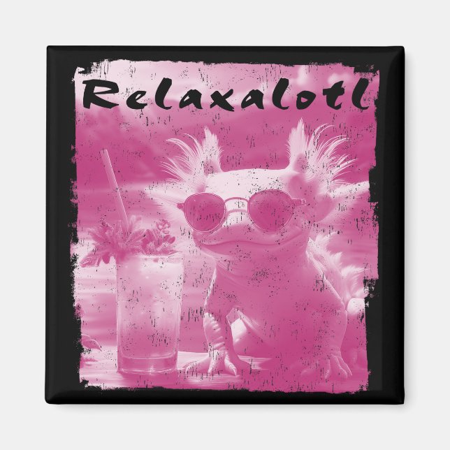 Rosa Distress Relaxalotl Axolotl Magnet (Framsidan)