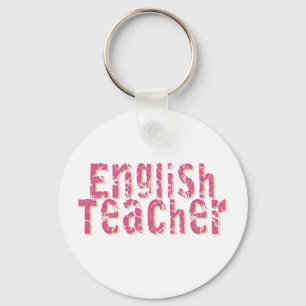 Rosa Distress Text English Teacher Nyckelring