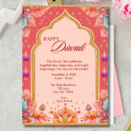 Rosa Diwali Traditional Art Diwali Firande Inbjudningar