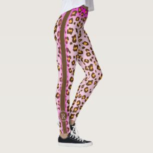 Rosa djur mönsterdamasker för Leopard Leggings