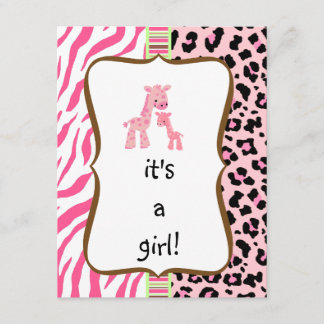 rosa djur tryckbaby showerinbjudan inbjudningar