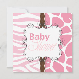 Rosa - djurtryck inbjudningar