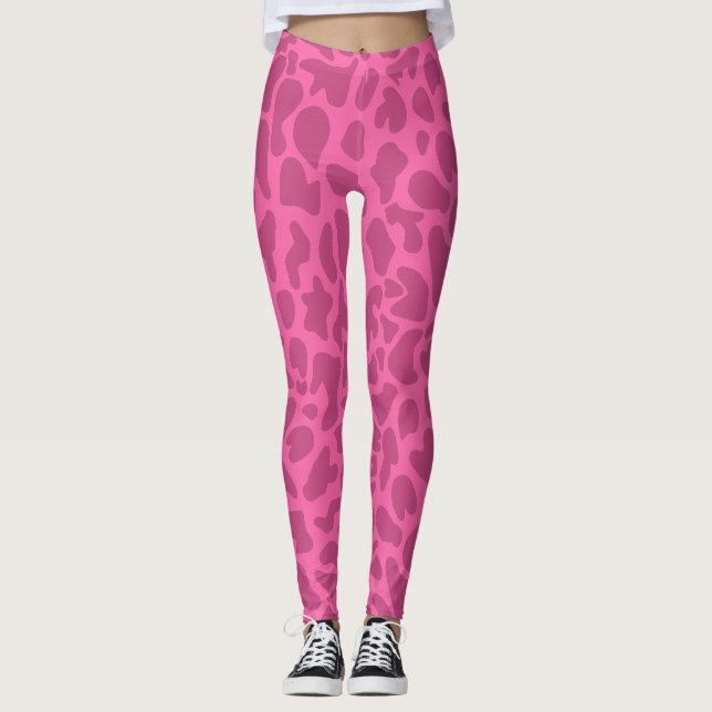 Rosa Djurtrycksskinn Leggings (Framsida)