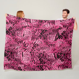 Rosa Djurutskrift Fleecefilt