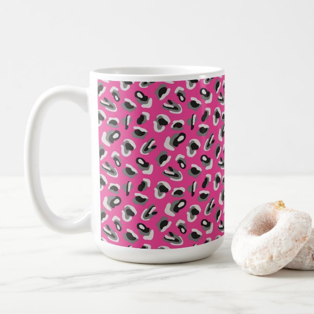 Rosa Djurutskrift Kaffemugg (Med munk)