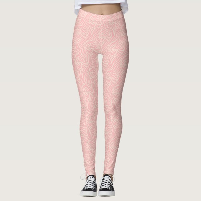  Rosa Djurutskrift Rand Leggings (Framsida)